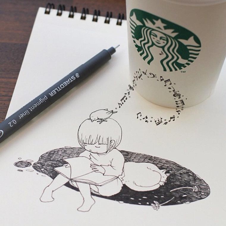 Starbucks-Zeichnungen: Tomoko Shintani tokomo_starbucks_drawings_01 