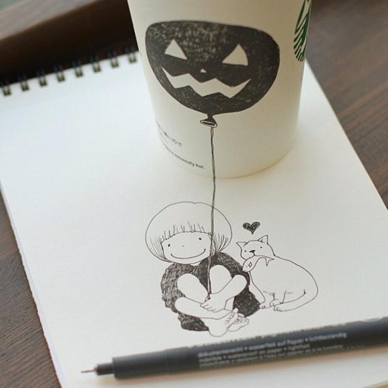 Starbucks-Zeichnungen: Tomoko Shintani tokomo_starbucks_drawings_03 