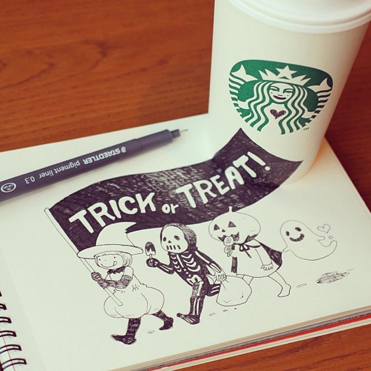 Starbucks-Zeichnungen: Tomoko Shintani tokomo_starbucks_drawings_04 