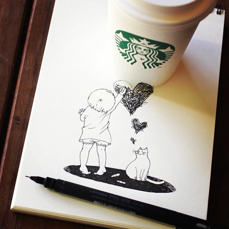 Starbucks-Zeichnungen: Tomoko Shintani tokomo_starbucks_drawings_05 