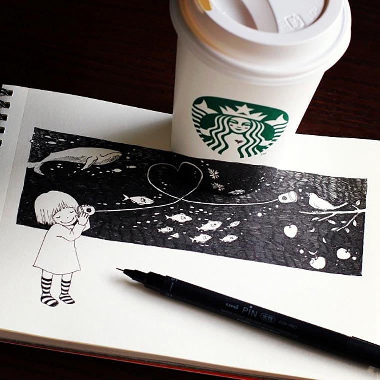 Starbucks-Zeichnungen: Tomoko Shintani tokomo_starbucks_drawings_06 