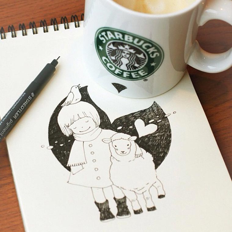 Starbucks-Zeichnungen: Tomoko Shintani tokomo_starbucks_drawings_08 