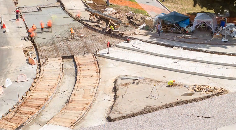 Straßenbahnkreuzungsbau in 90 Sekunden kreuzungsbautimelapse 