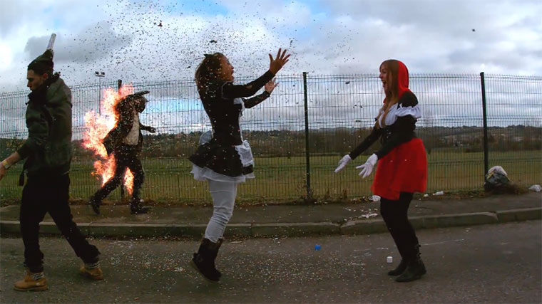 Neujahrsfeiereisuperslowmotionkrankamerafahrt neujahrsslowmoparty 