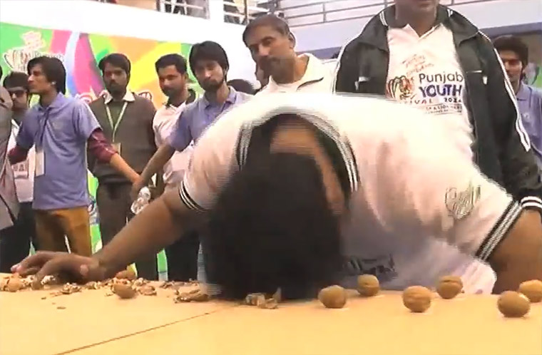 Weltrekord im Walnüsse mit dem Kopf brechen Weltrekord: Walnüsse mit dem Kopf brechen worldrecordwalnut