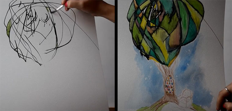 Mutter vollendet Kritzeleien einer 2-Jährigen kinderkritzeleien 