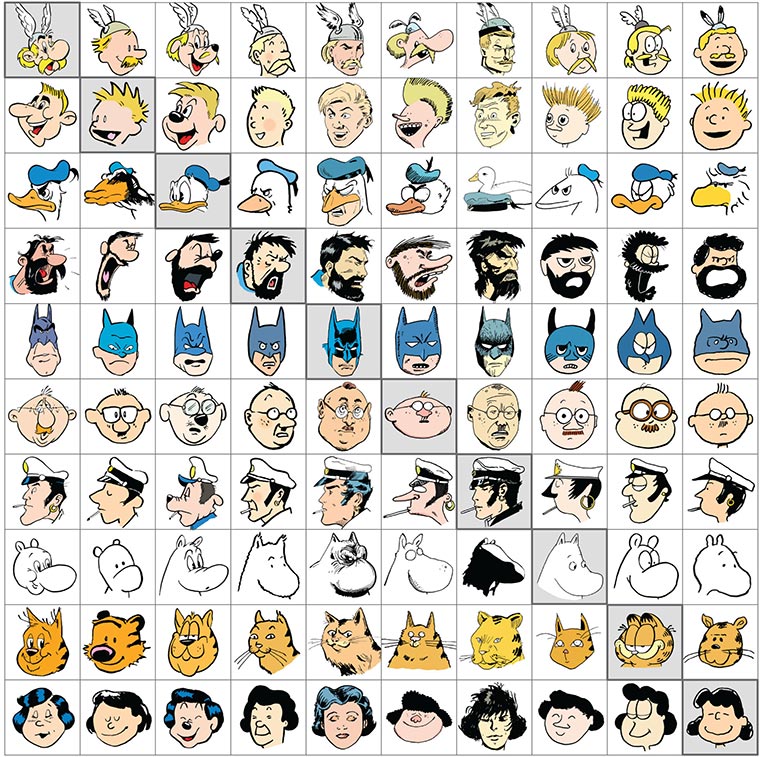 10 Cartoon-Figuren in 10 Stilen