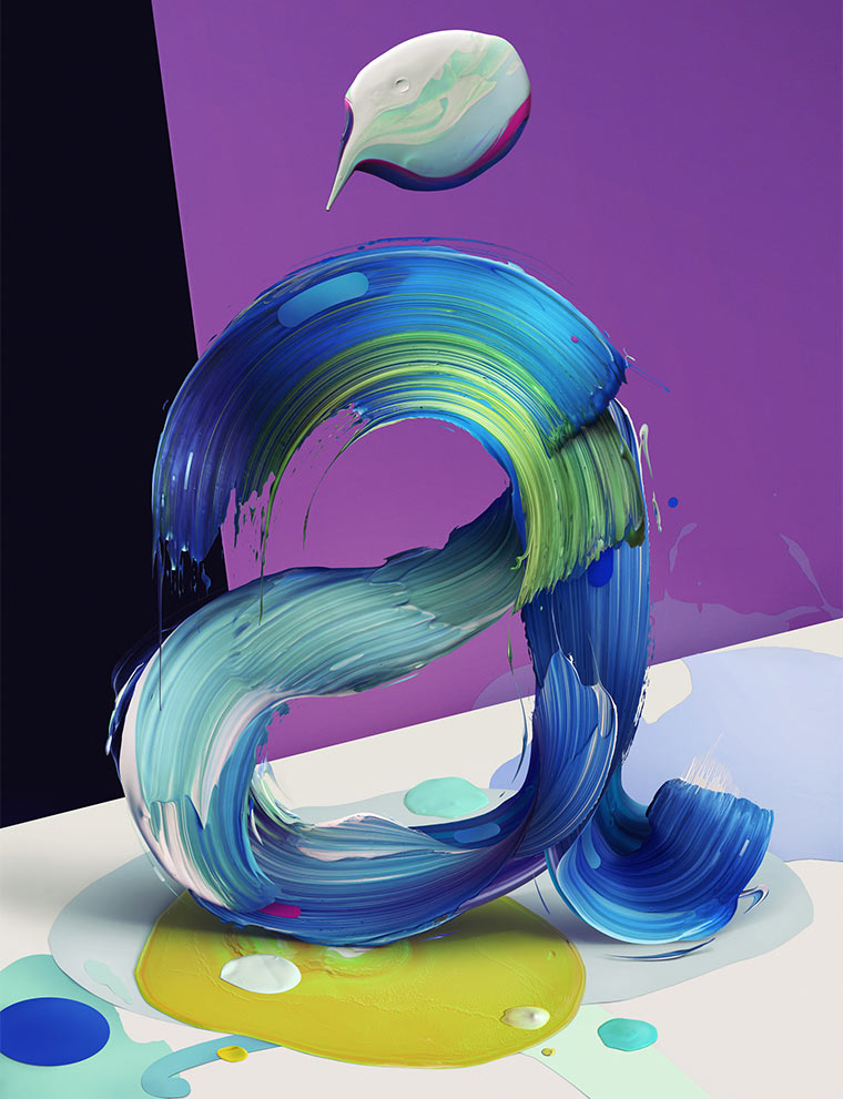 Gemalte 3D-Typografie