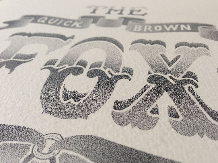 Beeindruckende Tintenpunkt-Typgrafien