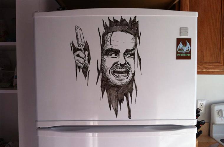 Zeichnungen auf Kühlschränken: Charlie Layton