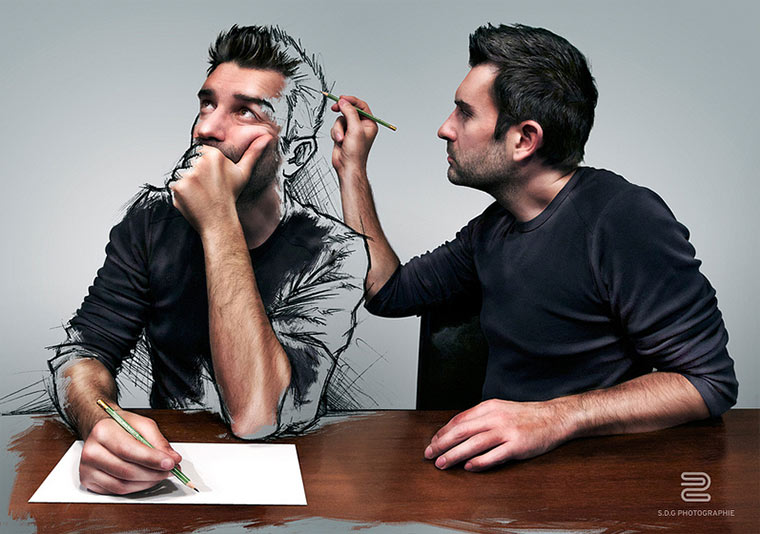 Zuende Gezeichnete Fotografien