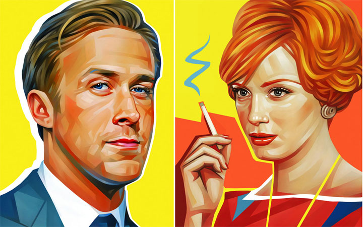 bunte Illustration: Promi-Portraits von Evgeny Parfenov
