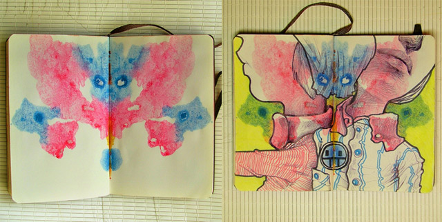 Illustration auf Wasserfarb-Rorschach-Basis