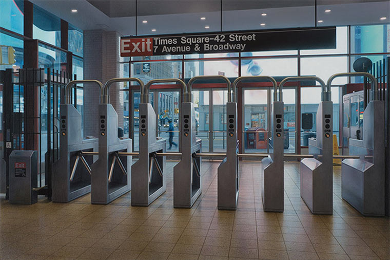 Realistisch gemalte U-Bahn-Stationen