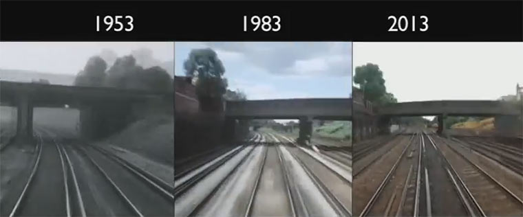 Zugfahrt-POV 1953, 1983 und 2013 im Vergleich