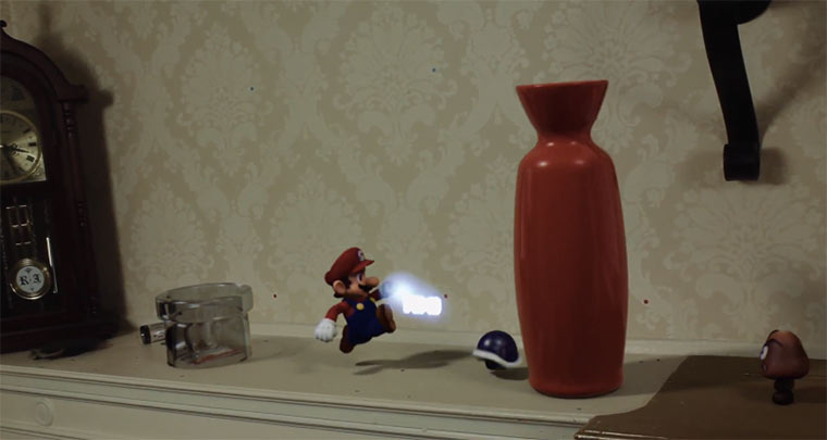 Super Mario zerstört ein Haus
