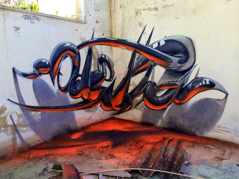 Anamorphe Graffitis von Odeith