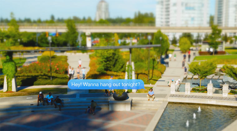 Treffen dreier Tilt-Shift-Freunde