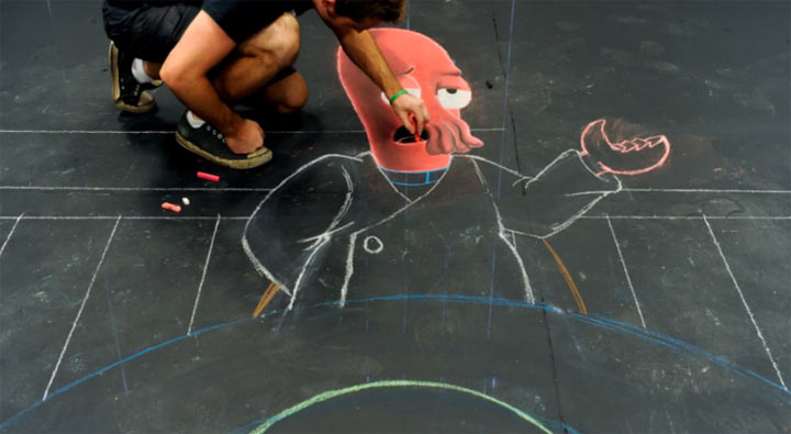 Timelapse: Kreidezeichnung von Zoidberg