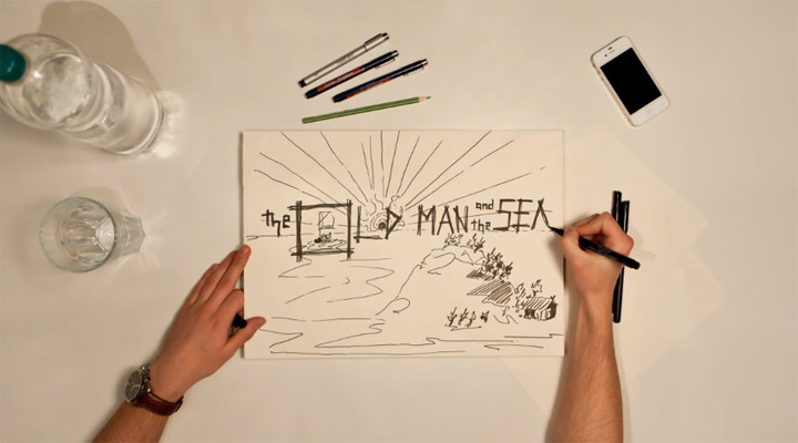 Drawn Timelapse Story: The old man and the sea