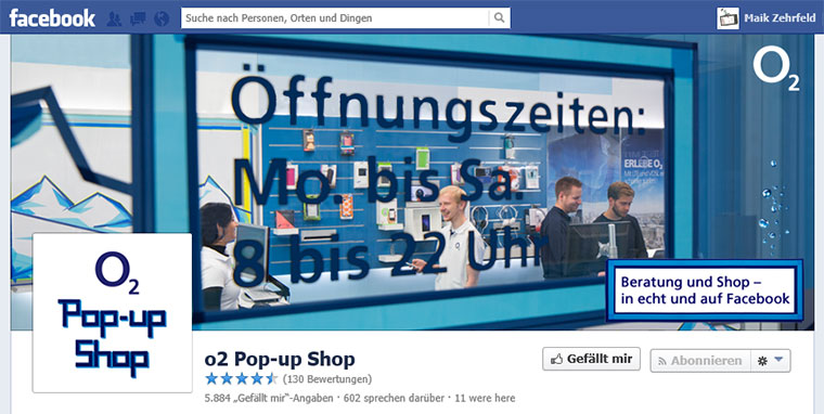 O2 bildet echten Store auf Facebook ab