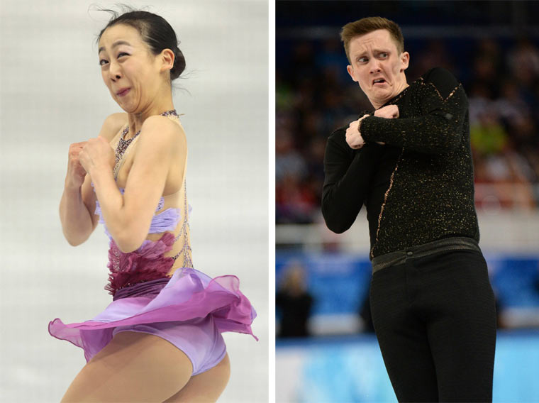 Ungewollte Grimassen des Eiskunstlaufes