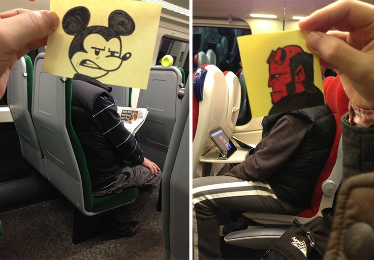 Mitfahrern Cartoon-Köpfe verpassen