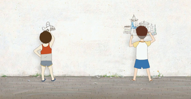 Krieg der kindlichen Wandzeichnungen