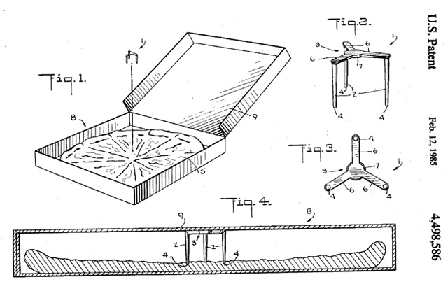 Patent: Pizzaschachtel-Stabilisations-Plastik-Dings