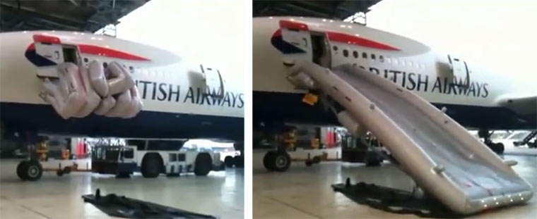 Wie funktionieren eigentlich Flugzeugrettungsrutschen?