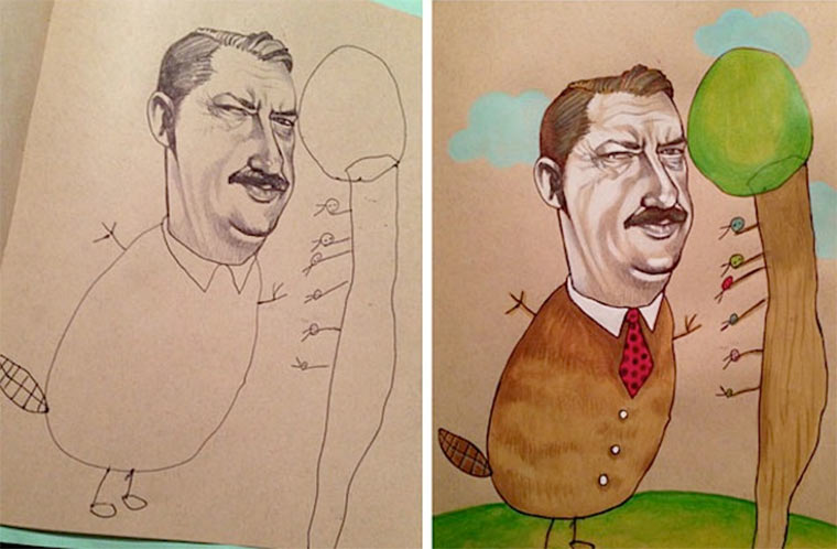 Designerin zeichnet mit 4-jähriger Tochter