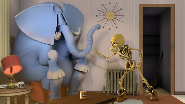 Elefant im Raum trifft auf Leiche im Keller Confessions-of-an-idiom 