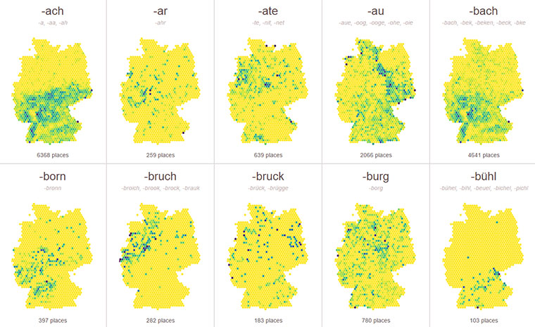Visualisierung deutscher Ortsnamens-Enden