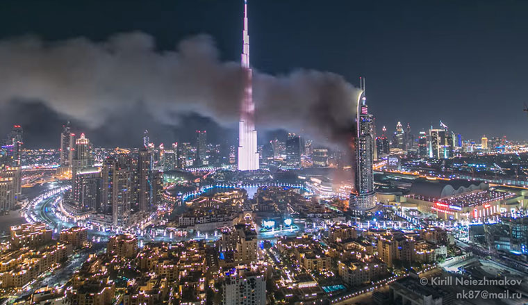 Timelapse vom Hotelbrand in Dubai
