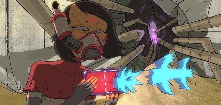 Gezeichnetes Sci-Fi-Musikvideo