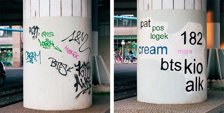 Graffiti-Tags mit sauberen Fonts ersetzen