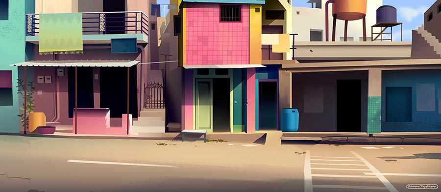 Farbenfroh illustrierte Nachbarschaften Neighbourhoods-by-Romain-Trystram_04 
