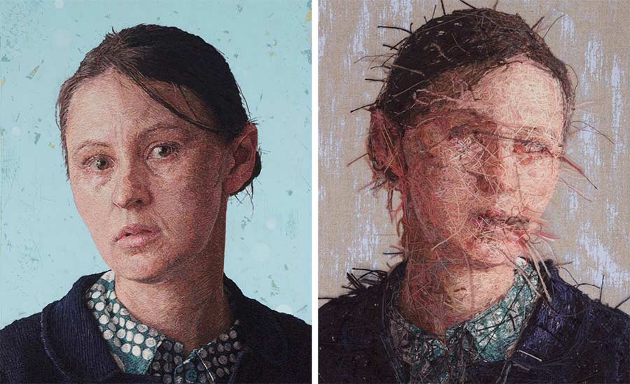 Ungemein detailliert gestickte Portraits