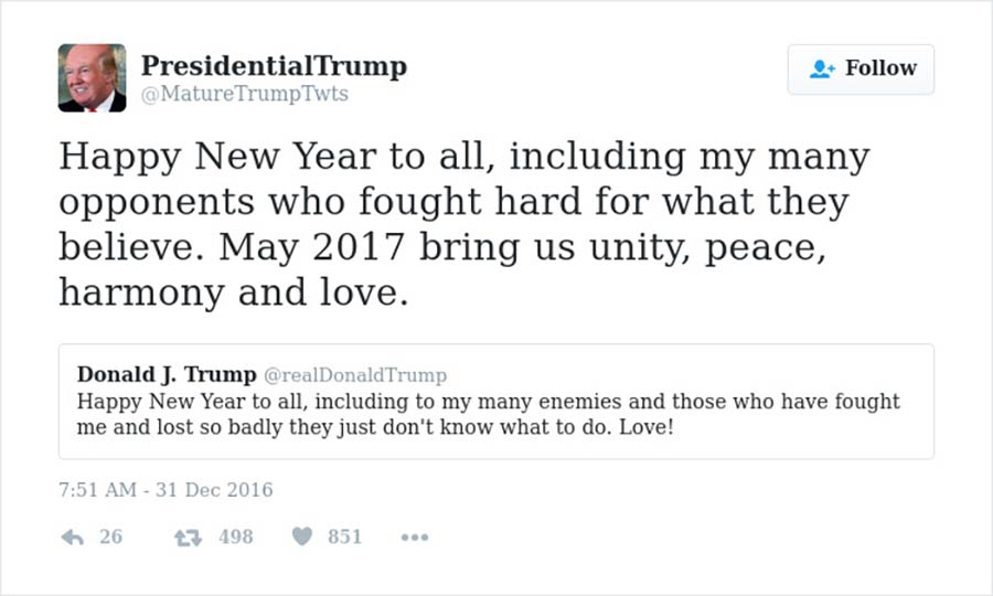 Donald Trumps Tweets auf Erwachsen und Seriös
