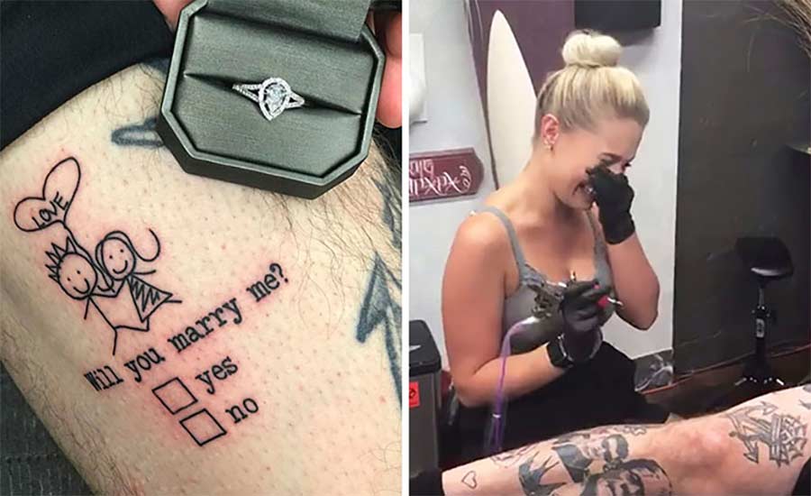 Heiratsantrag per Tattoo