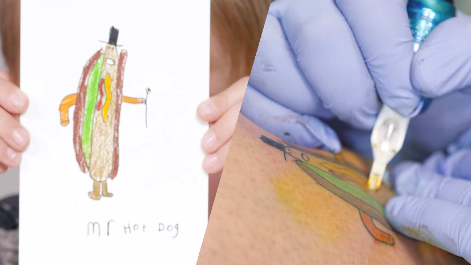 Kinder dürfen Tattoos ihrer Eltern malen