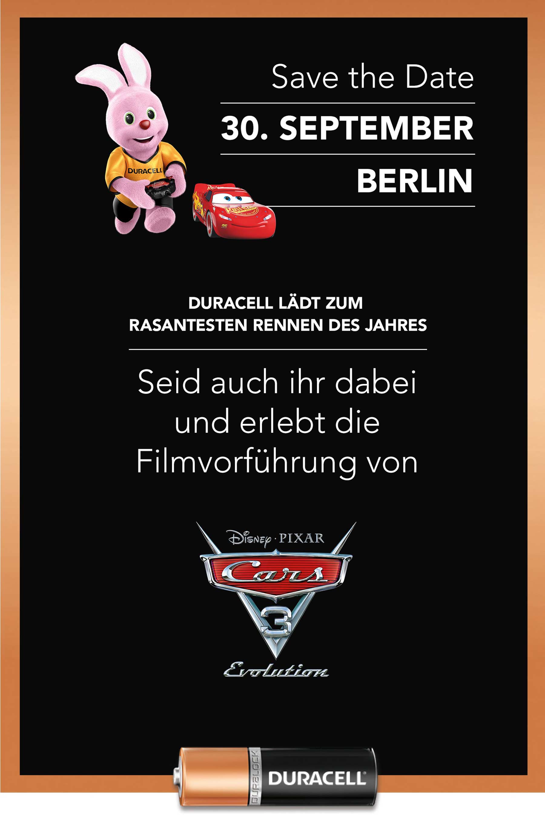 Blitzverlosung: Gewinnt Plätze für das exklusive "Cars 3"-Event von Duracell Duracell-Cars3_Screening_02 