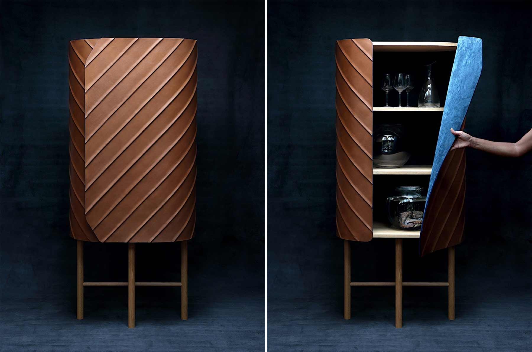 Schrank mit Ledertüren