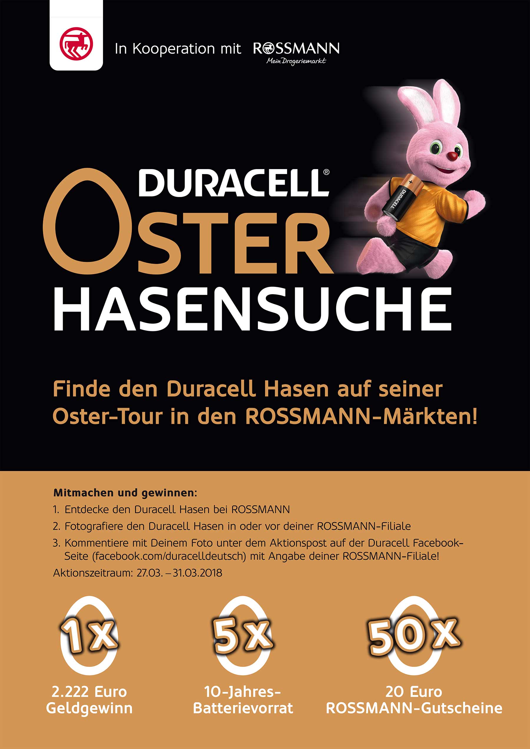 Finde den Duracell Hasen bei ROSSMANN und gewinne 2.222 Euro Duracell-Rossmann_Hasensuche_01 