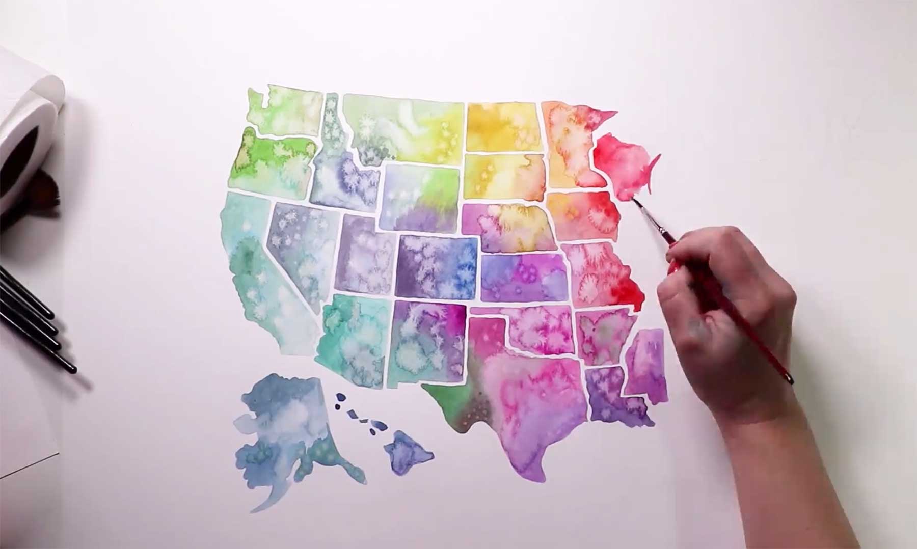 Speedpainting der USA in Wasserfarbe