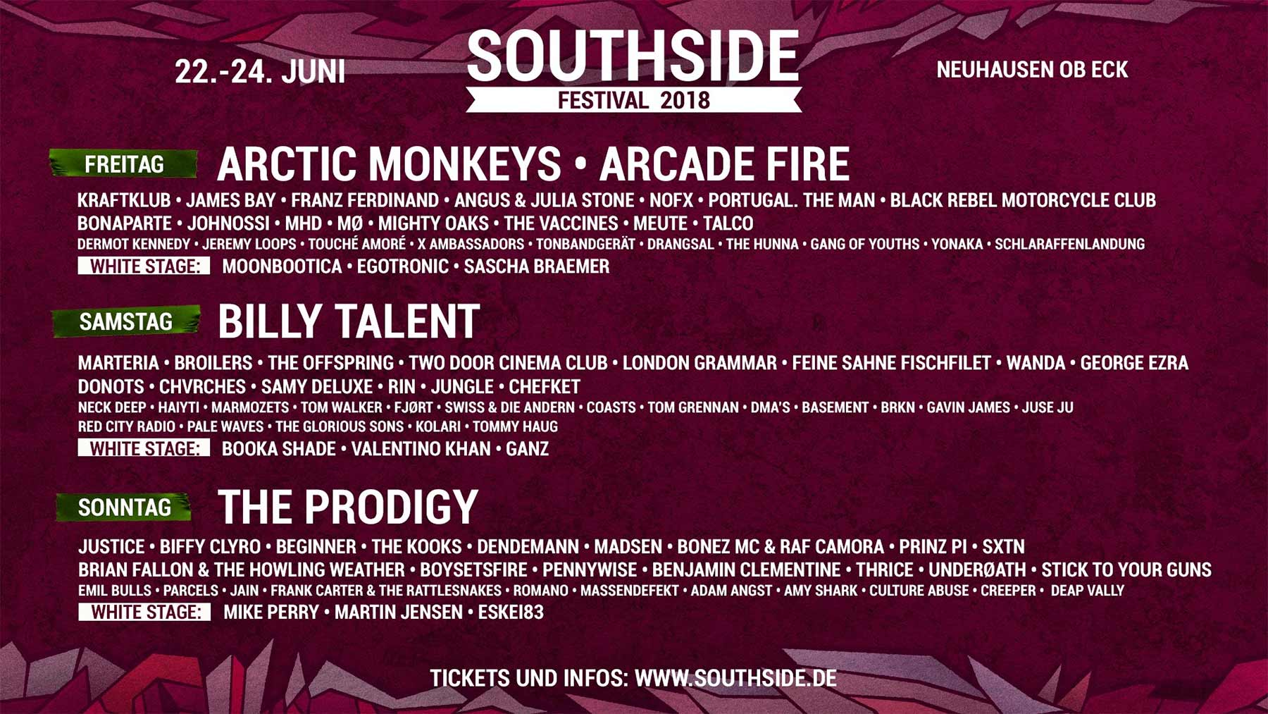 Ich verlose 2x2 Tickets für das Southside Festival 2018 southside-festival-2018-lineup 