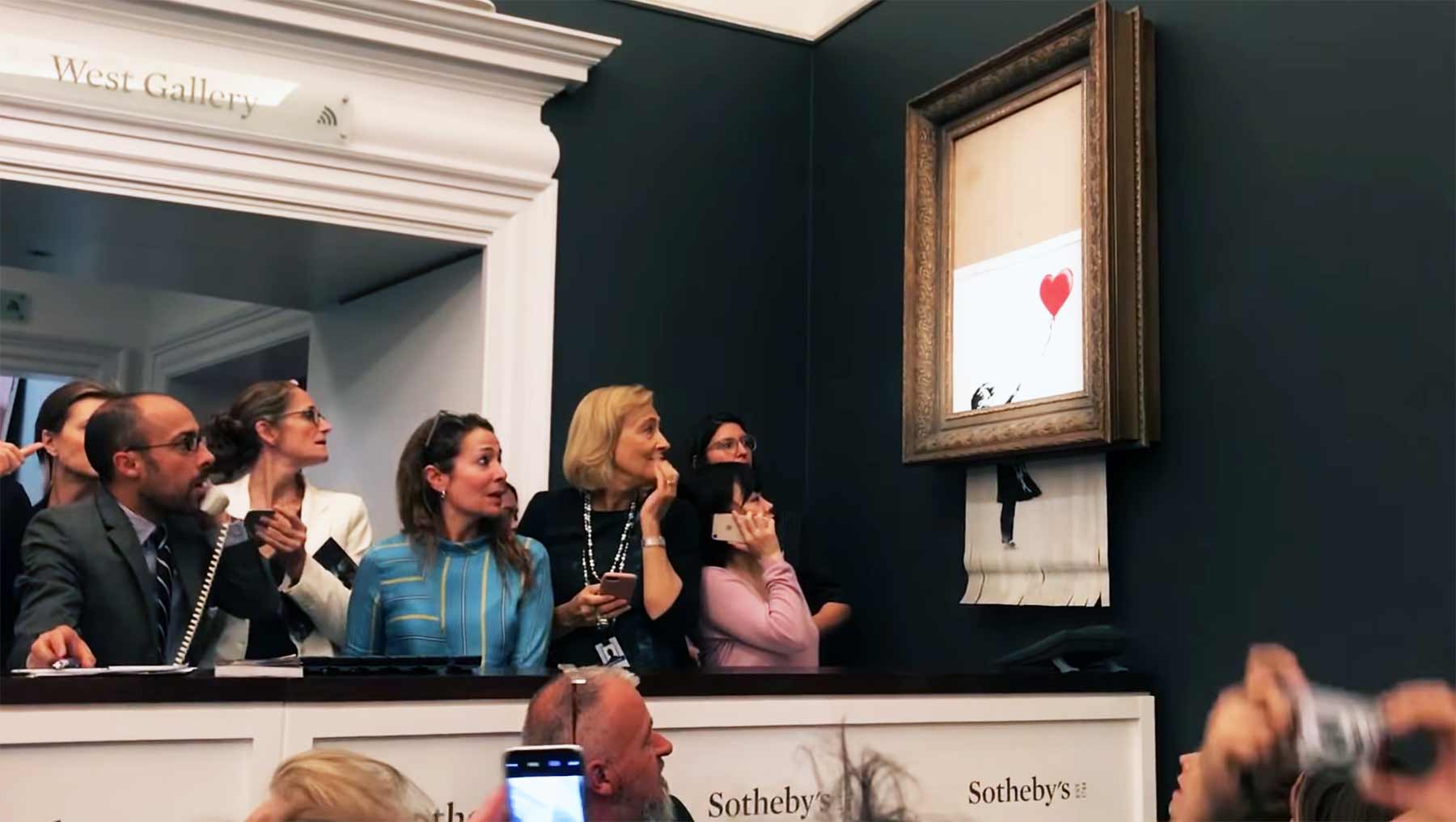 Banksy zerschreddert sein Werk im Moment dessen Ersteigerung banksy-girl-with-balloon-Sothebys-2018 