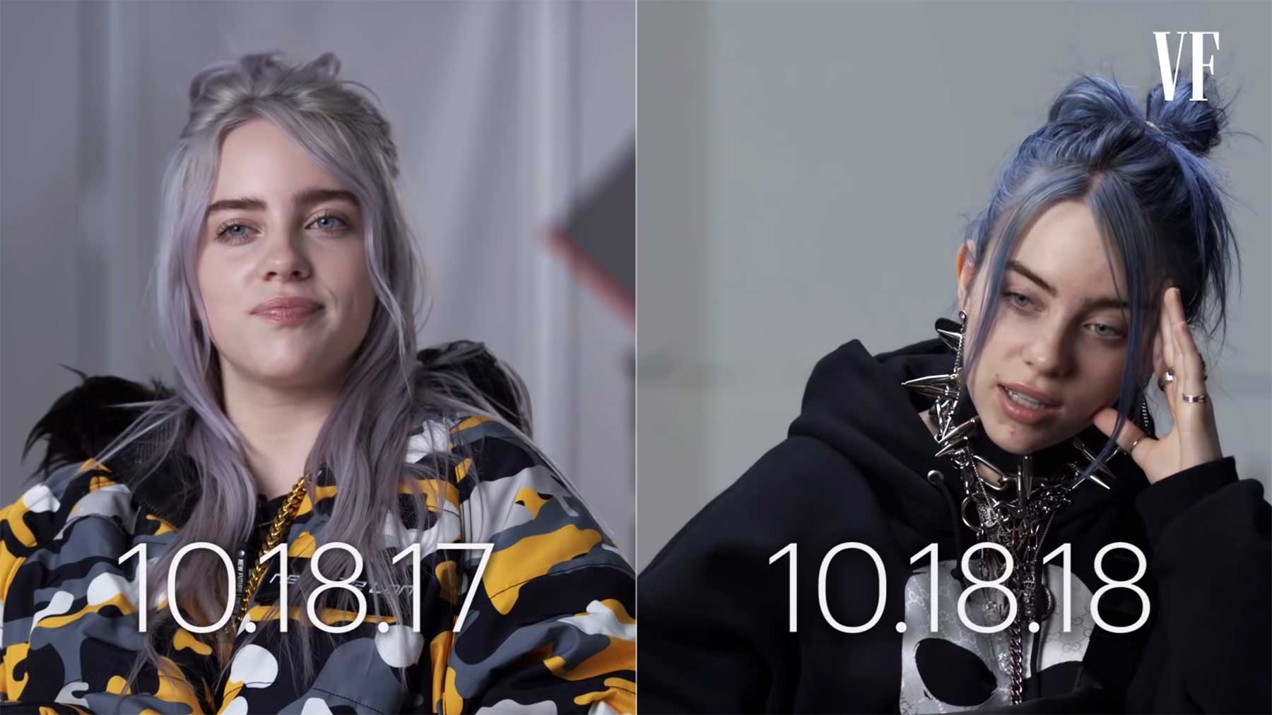 Billie Eilish im gleichen Interview ein Jahr später