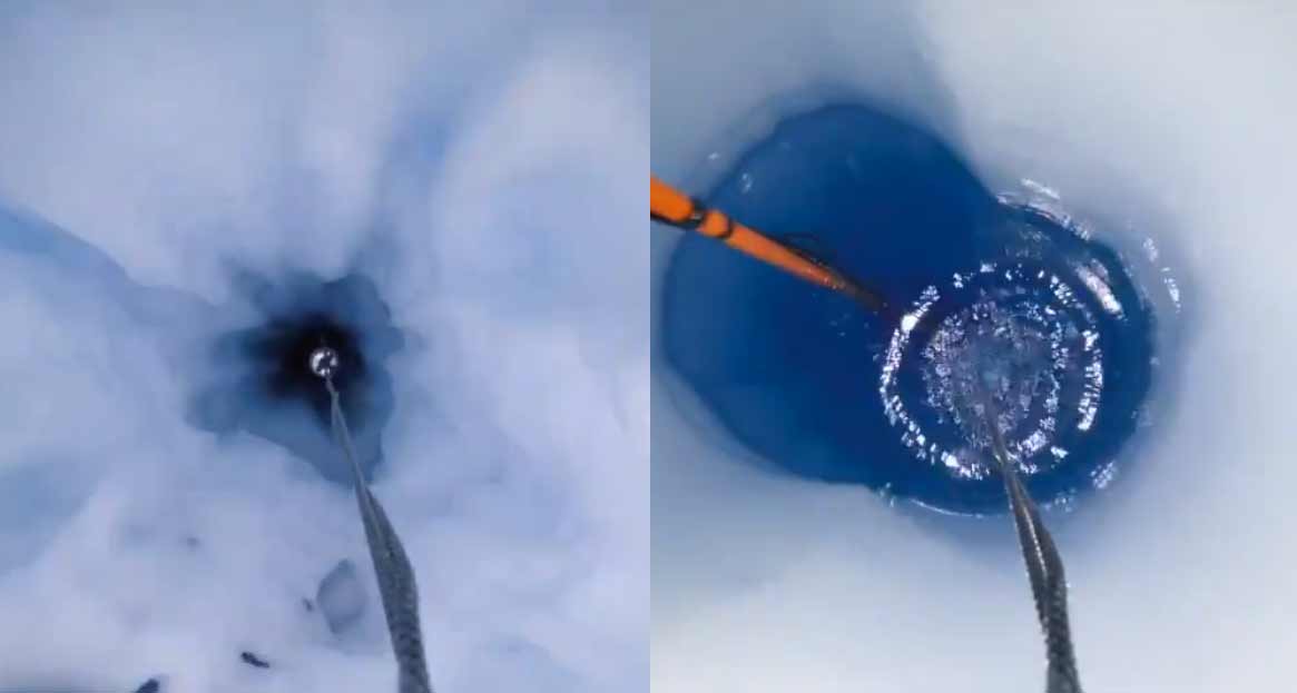 GoPro in ein 900 Meter tiefes Bohrloch hinunter gelassen
