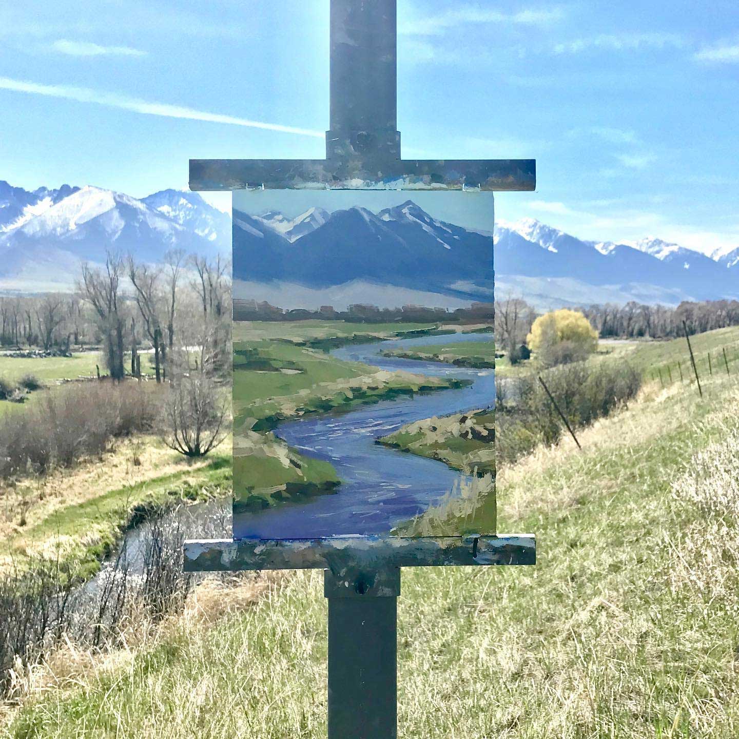 Die Natur als Rahmen seiner gemalten Landschaft Aaron-Schuerr-malerei_02 